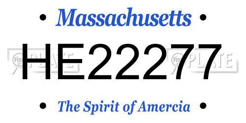 HE22277 Massachusetts License Plate
