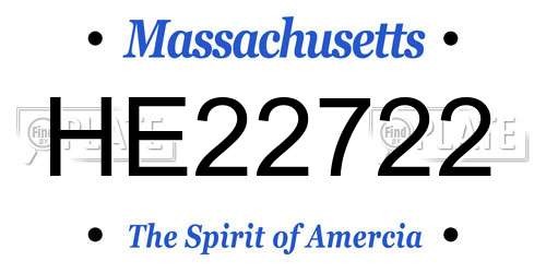 HE22722 Massachusetts License Plate