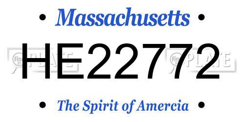 HE22772 Massachusetts License Plate