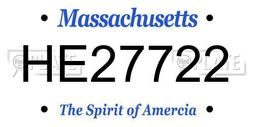 HE27722 Massachusetts License Plate