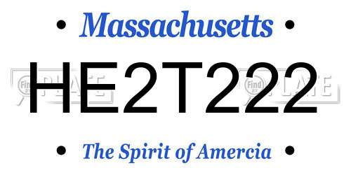 HE2T222 Massachusetts License Plate