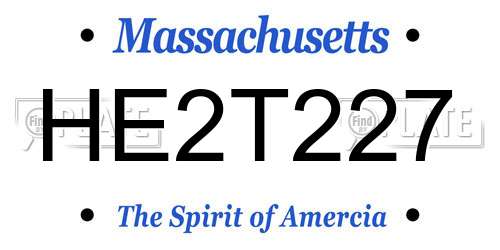 HE2T227 Massachusetts License Plate