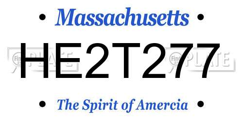 HE2T277 Massachusetts License Plate