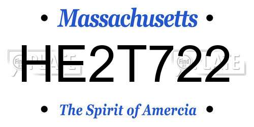 HE2T722 Massachusetts License Plate