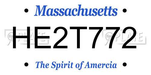 HE2T772 Massachusetts License Plate