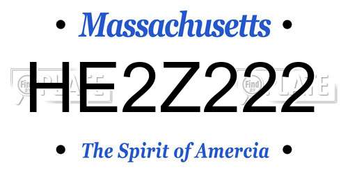 HE2Z222 Massachusetts License Plate