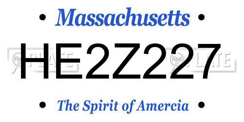 HE2Z227 Massachusetts License Plate