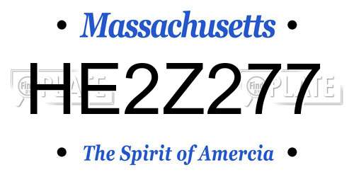 HE2Z277 Massachusetts License Plate