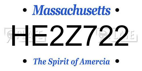 HE2Z722 Massachusetts License Plate