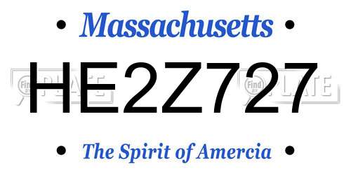 HE2Z727 Massachusetts License Plate