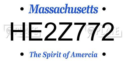 HE2Z772 Massachusetts License Plate