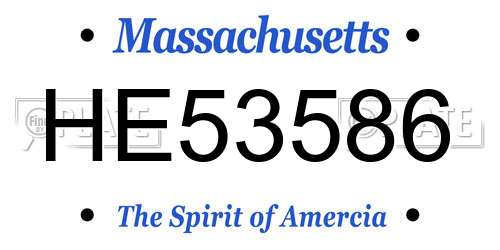 HE53586 Massachusetts License Plate