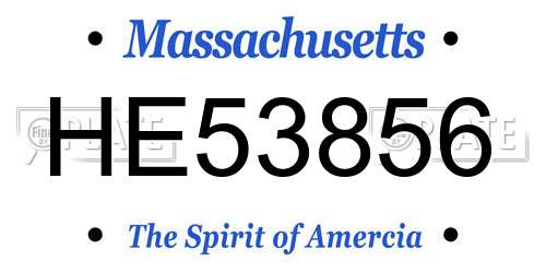 HE53856 Massachusetts License Plate