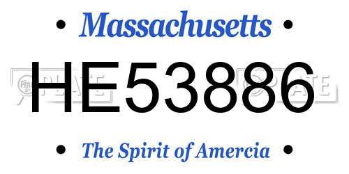 HE53886 Massachusetts License Plate