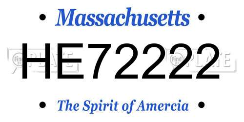 HE72222 Massachusetts License Plate