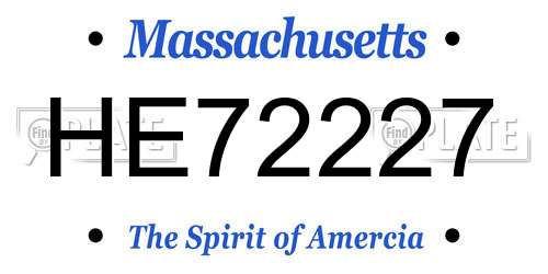 HE72227 Massachusetts License Plate