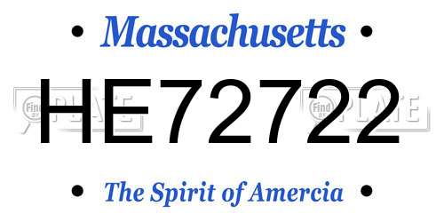 HE72722 Massachusetts License Plate