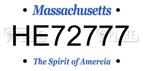 HE72777 Massachusetts License Plate