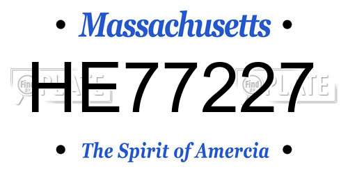 HE77227 Massachusetts License Plate