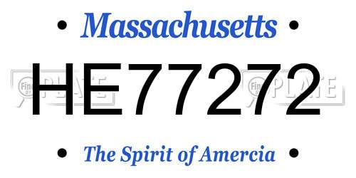 HE77272 Massachusetts License Plate