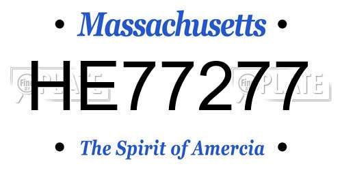 HE77277 Massachusetts License Plate