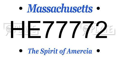 HE77772 Massachusetts License Plate