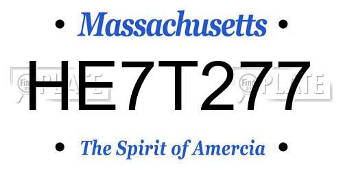 HE7T277 Massachusetts License Plate