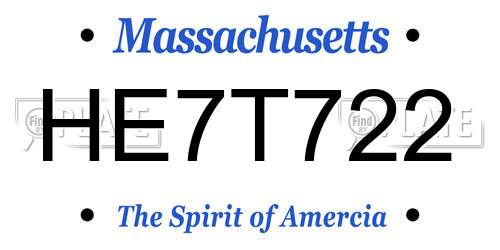 HE7T722 Massachusetts License Plate