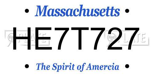 HE7T727 Massachusetts License Plate