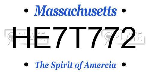 HE7T772 Massachusetts License Plate
