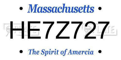 HE7Z727 Massachusetts License Plate