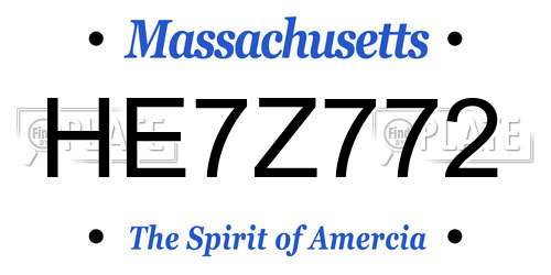 HE7Z772 Massachusetts License Plate