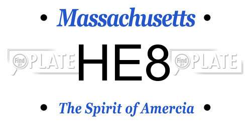 HE8 Massachusetts License Plate