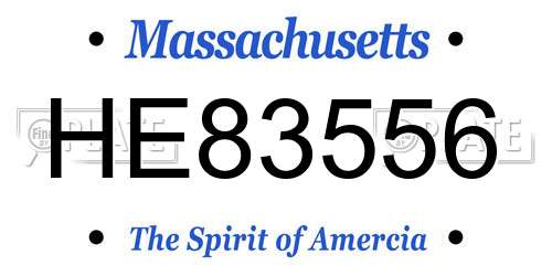 HE83556 Massachusetts License Plate