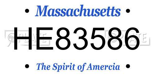HE83586 Massachusetts License Plate