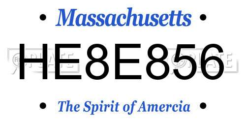 HE8E856 Massachusetts License Plate
