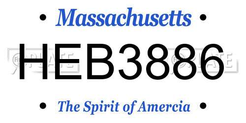 HEB3886 Massachusetts License Plate