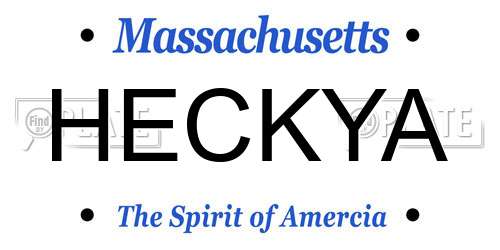 HECKYA Massachusetts License Plate