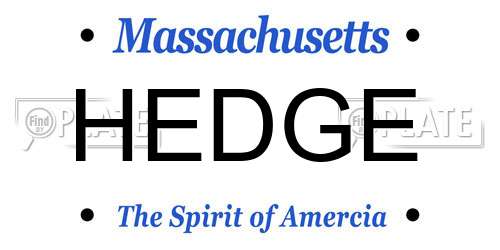 HEDGE Massachusetts License Plate