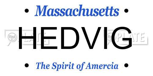 HEDVIG Massachusetts License Plate