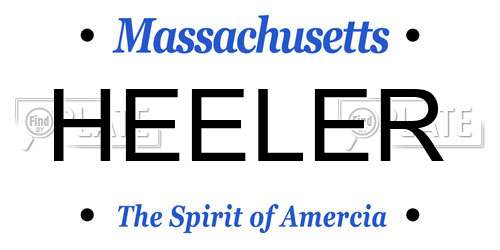 HEELER Massachusetts License Plate