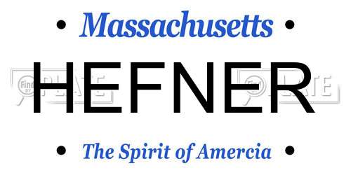 HEFNER Massachusetts License Plate