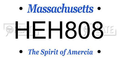 HEH808 Massachusetts License Plate
