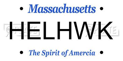HELHWK Massachusetts License Plate