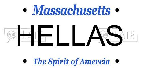 HELLAS Massachusetts License Plate
