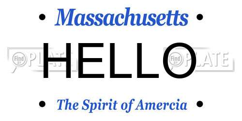 HELLO Massachusetts License Plate
