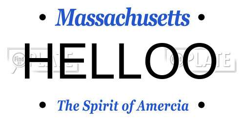 HELLOO Massachusetts License Plate