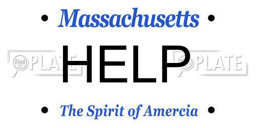 HELP Massachusetts License Plate