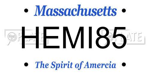 HEMI85 Massachusetts License Plate