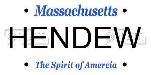 HENDEW Massachusetts License Plate